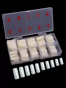 500片/盒法式指甲贴全覆盖指甲贴亚克力透明指甲胶囊法式美甲假指甲适用于沙龙和家庭DIY延长工具女士女孩美甲用品 - 米色 - 查看 1