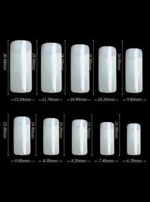 500片/盒法式指甲贴全覆盖指甲贴亚克力透明指甲胶囊法式美甲假指甲适用于沙龙和家庭DIY延长工具女士女孩美甲用品 - 米色 - 查看 3