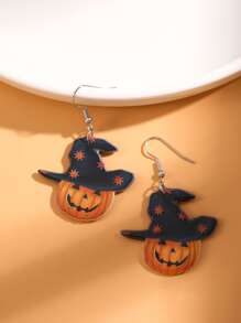 1雙可愛亞克力南瓜帽耳環+1雙可愛萬聖節亞克力耳環