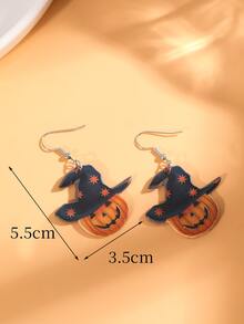 1雙可愛亞克力南瓜帽耳環+1雙可愛萬聖節亞克力耳環