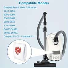 12 Packs 3D Airclean FJM Dust Bags For Miele Vacuum Cleaner, Compact C1, Compact C2, Complete C1, S241, S290, S300i, S500, S700, S4, S6 Series, With 4 Motor Protection Filters, 4 AirClean Filter - White - View 2