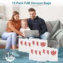 12 Packs 3D Airclean FJM Dust Bags For Miele Vacuum Cleaner, Compact C1, Compact C2, Complete C1, S241, S290, S300i, S500, S700, S4, S6 Series, With 4 Motor Protection Filters, 4 AirClean Filter - White - View 7