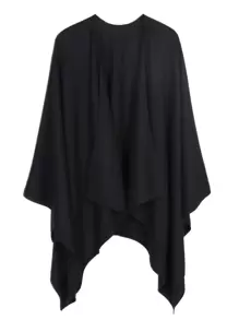 實色極簡風披肩,休閒款式 - 黑色 - 查看 1