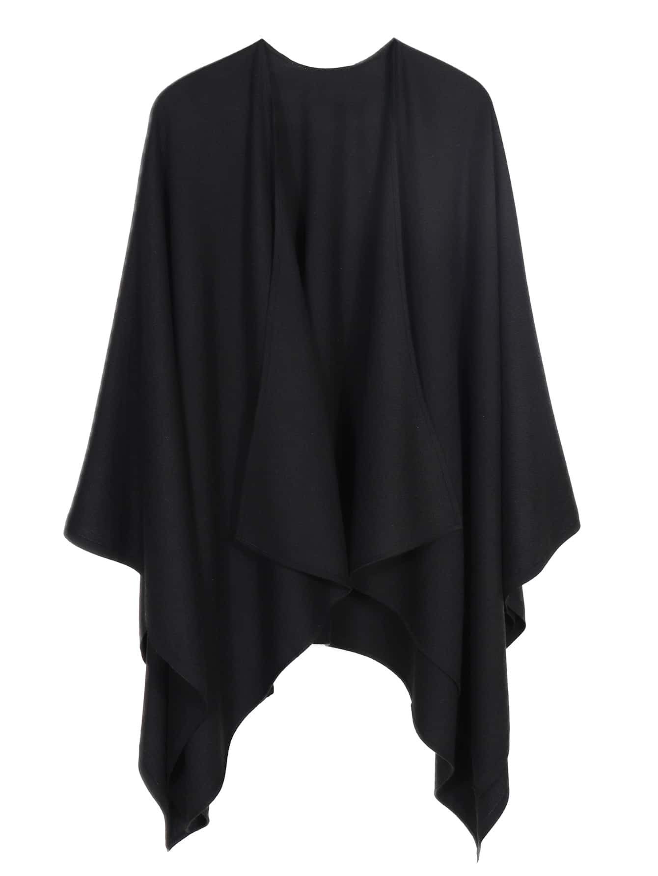 實色極簡風披肩,休閒款式 - 黑色 - 查看 1
