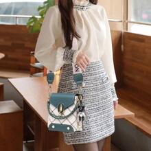 Mini Geometric Patterned Faux Pearl Embellished Women's Shoulder Bag Portable,Money,Cash White-Collar Workers,For Female,For Women College,Work, Business, Commute,Office,For Anniversary,For Birthday Gift,On Valentine Day Gift, Best Mother's Day Gift Ideas, Mother Day Gifts, Mom Gifts, Mommy's Essentials, Mommy Bag For Going Out