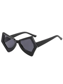 Asymmetrical Geometric Shaped Fashion Glasses With Black Frame, Suitable For Daily Wear And Outdoor Travel - Black - View 3