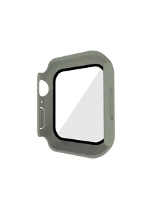 1pc Smart Watch Protector Case Pc+Tempered Glass Integrated Hard Shell Full Protective Cover Compatible With Apple Watch Ultra/Se/8/7/6/5/4/3/2 38/40/42/44/41/45/49mm (Excluding Watch And Watchbands) - Khaki - View 5