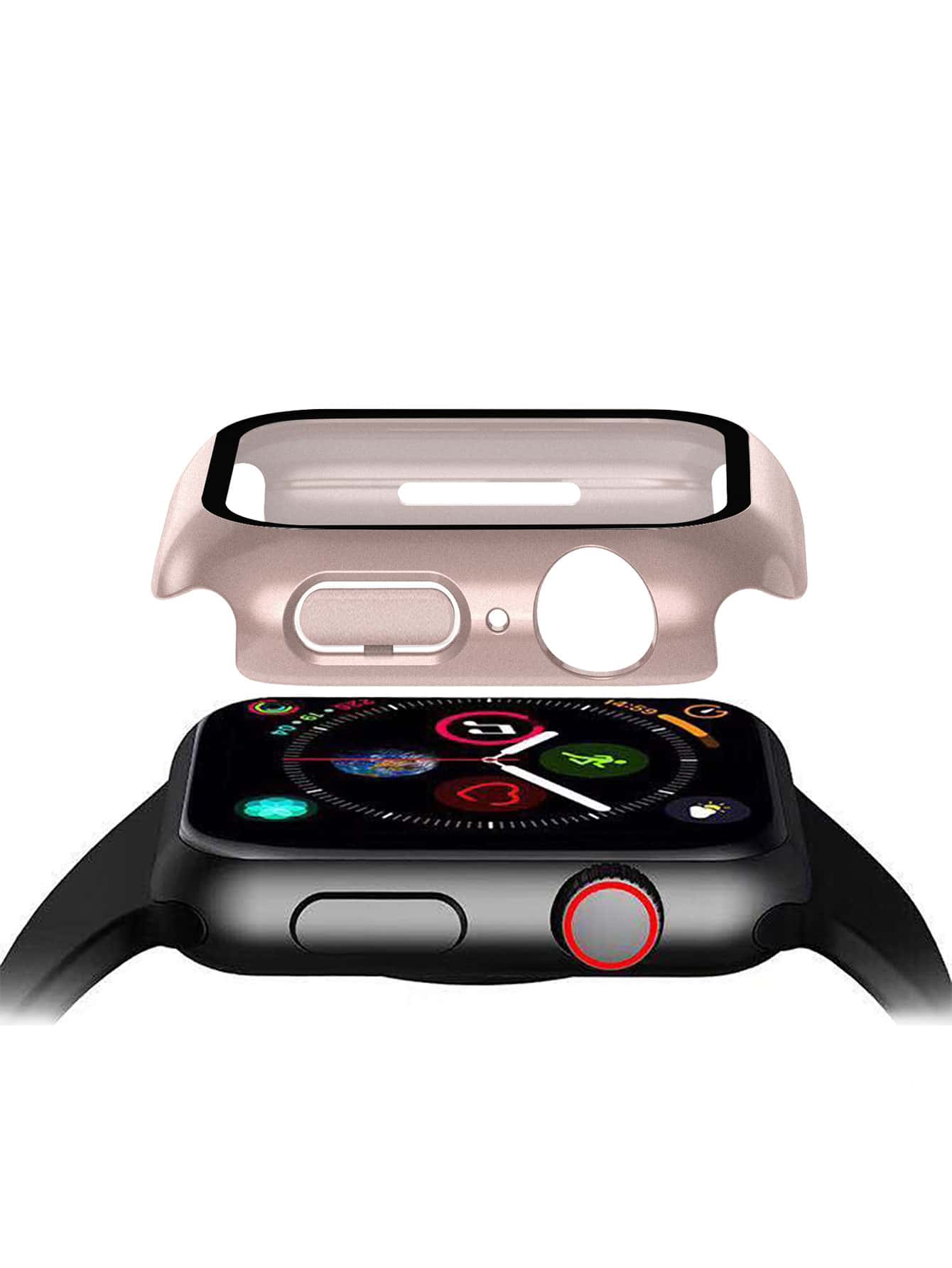 מארז מגן לשעון חכם 1 יחידה מארז מחשב + מארז זכוכית מחוסמת סרט משולב מעטפת קשיחה כיסוי הגנה מלא עבור 38/40/42/44/41/45/49 מ"מ, תואם ל-Apple Watch Ultra/se/8/7/6/5/4/ 3/2 (ללא שעון ורצועה) - זהב צהוב-אדמדם - ראה 3