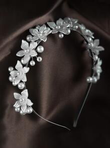 1 Băng đô hoa ngọc trai thủ công đẹp tông màu bạc dành cho nữ, thích hợp cho việc tụ tập tiệc hàng ngày - Bạc - Xem 2