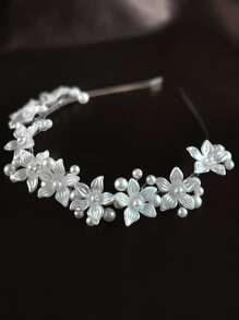 1 Băng đô hoa ngọc trai thủ công đẹp tông màu bạc dành cho nữ, thích hợp cho việc tụ tập tiệc hàng ngày - Bạc - Xem 3