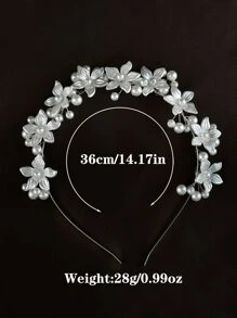 1 Băng đô hoa ngọc trai thủ công đẹp tông màu bạc dành cho nữ, thích hợp cho việc tụ tập tiệc hàng ngày - Bạc - Xem 4