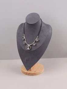 1pc Necklace Display Stand Jewelry Organizer Human Body Model Photography Prop - Gray Velvet - View 3