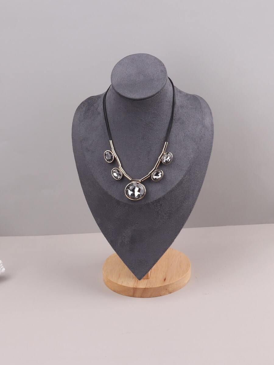 1pc Necklace Display Stand Jewelry Organizer Human Body Model Photography Prop - Gray Velvet - View 1