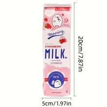1pc Cute Milk Carton Shaped Pencil Case, Children Creative Portable Pen Holder, Novelty Stationery Coin Purse - Blue - View 3