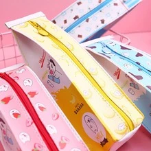 1pc Cute Milk Carton Shaped Pencil Case, Children Creative Portable Pen Holder, Novelty Stationery Coin Purse - Blue - View 2