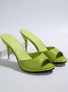 Giày Sandal Nữ Cao Gót Hở Mũi Phong Cách Âu Mỹ, Dép Thời Trang Mùa Hè, Giày Peep Toe Đa Năng - màu xanh lá - Xem 5
