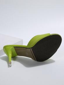 Giày Sandal Nữ Cao Gót Hở Mũi Phong Cách Âu Mỹ, Dép Thời Trang Mùa Hè, Giày Peep Toe Đa Năng - màu xanh lá - Xem 8