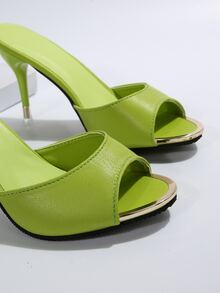 Giày Sandal Nữ Cao Gót Hở Mũi Phong Cách Âu Mỹ, Dép Thời Trang Mùa Hè, Giày Peep Toe Đa Năng - màu xanh lá - Xem 6