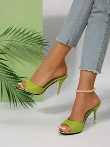 Giày Sandal Nữ Cao Gót Hở Mũi Phong Cách Âu Mỹ, Dép Thời Trang Mùa Hè, Giày Peep Toe Đa Năng - màu xanh lá - Xem 1