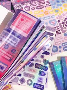 Random Heart & Plaid Pattern Phone, Cup, Planner Decoration Sticker Book