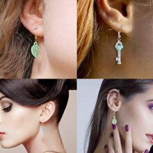 1入組樹脂耳環吊墜矽膠模具DIY樹葉心月亮交叉耳環吊墜矽膠模具