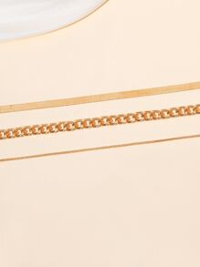 1入組時尚極簡風格三層鏈條樣式項鍊 - 金黃色 - 查看 5