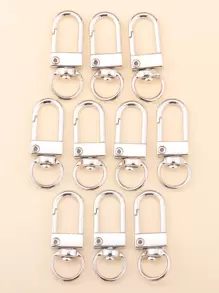 10入組金/銀色調金屬質感鑰匙圈鑰匙圈適用於DIY項目,珠寶製作 - 銀色 - 查看 1