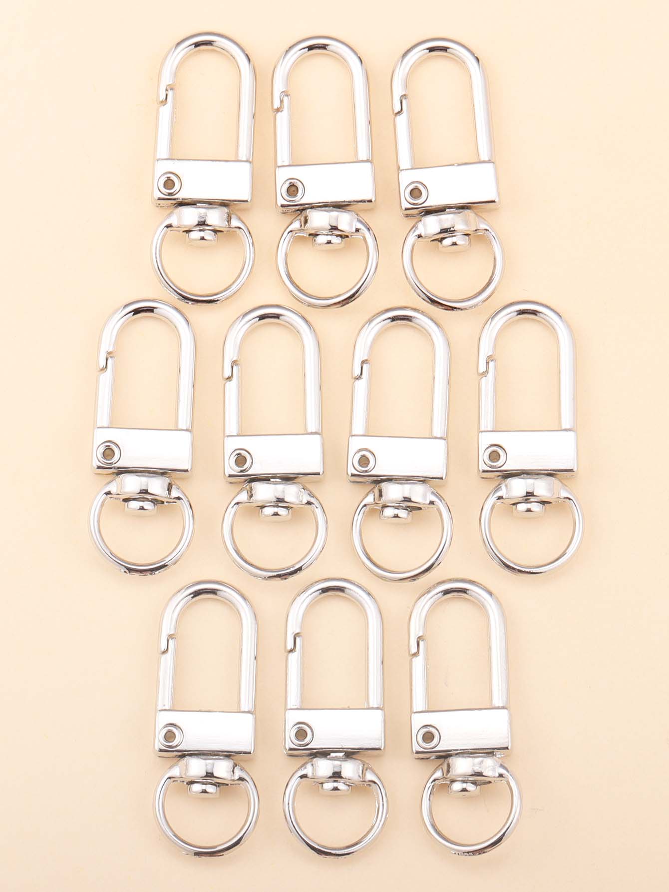 10入組金/銀色調金屬質感鑰匙圈鑰匙圈適用於DIY項目,珠寶製作 - 銀色 - 查看 1