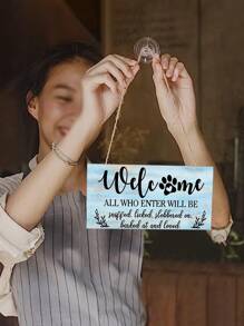 1 Miếng Vui Chó Dấu hiệu , Slogan Gỗ Tấm ván Dấu hiệu Đối với Nhà  Mặt trước Hiên nhà Trang trí Cửa Treo Dấu hiệu - Nhiều màu - Xem 2