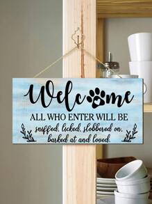 1 Miếng Vui Chó Dấu hiệu , Slogan Gỗ Tấm ván Dấu hiệu Đối với Nhà  Mặt trước Hiên nhà Trang trí Cửa Treo Dấu hiệu - Nhiều màu - Xem 4