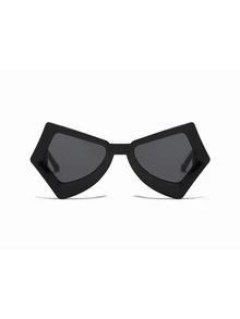 Asymmetrical Geometric Shaped Fashion Glasses With Black Frame, Suitable For Daily Wear And Outdoor Travel - Black - View 4