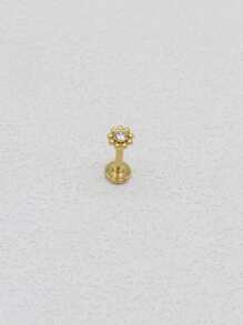 HENGKE 1PC Flower Lip Stud Labret Bar Clear CZ Gem Round Ball Monroe Tragus Piercing Steel Cartilage 16G EAR HELIX Earring Valentines