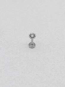 HENGKE 1PC Flower Lip Stud Labret Bar Clear CZ Gem Round Ball Monroe Tragus Piercing Steel Cartilage 16G EAR HELIX Earring Valentines