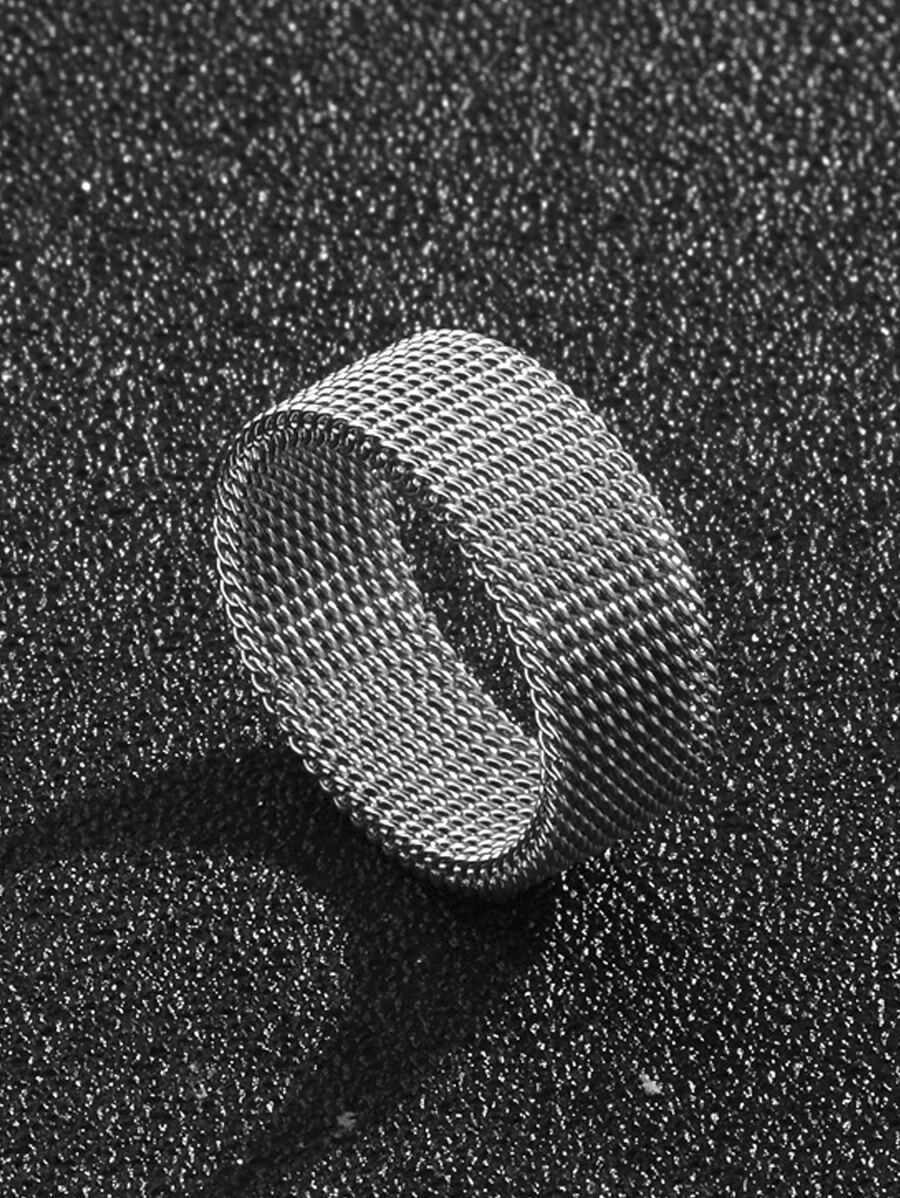 鍍銀網紗圓環適用於日常穿著和節日禮物 - 銀色 - 查看 1