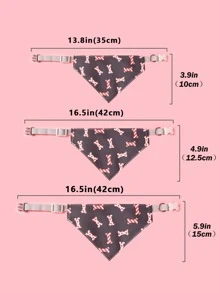 Supet 1入組骨圖案寵物方巾 - 黑色 - 查看 3
