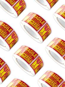1 Roll Red Warning Fragile Handle With Care Adhesive Tape Label For Shipping Back To School - Yellow - View 2