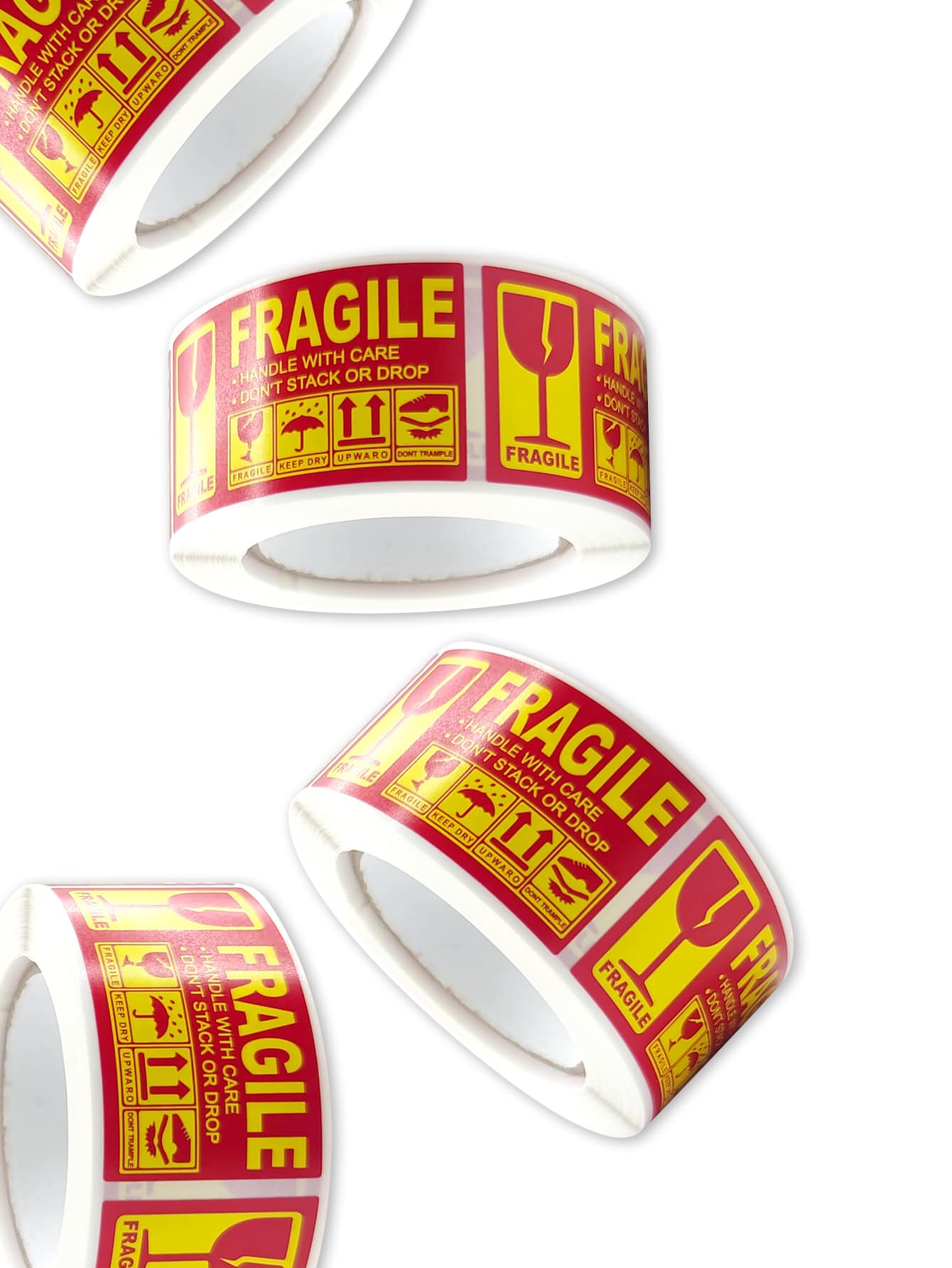 1 Roll Red Warning Fragile Handle With Care Adhesive Tape Label For