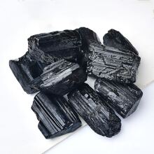 AierCrystal 天然黑色碧玺砾石原矿石不对称水晶矿物岩石标本装饰收藏消除磁性最佳礼物 - 黑色 - 查看 1