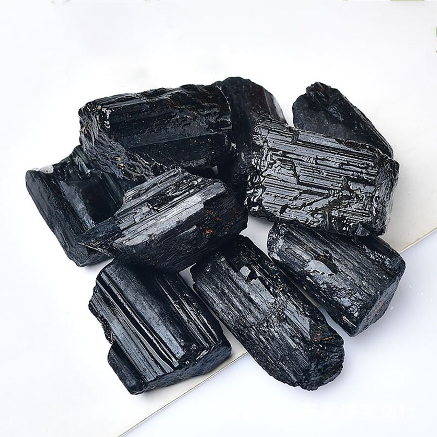 AierCrystal 天然黑色碧玺砾石原矿石不对称水晶矿物岩石标本装饰收藏消除磁性最佳礼物 - 黑色 - 查看 1
