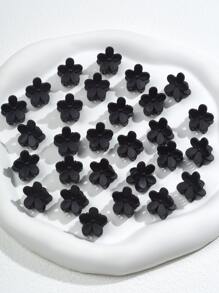 30入组女孩花朵迷你髮夾，顏色隨機 - 黑色 - 查看 2