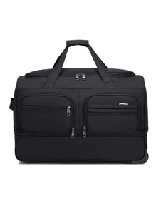 Minimalist Rolling Travel Bag Large Capacity Zipper Black - Black - View 2