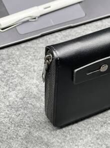 時尚簡約黑色長款錢包,適用於日常通勤和外出,配有多個卡插槽,大容量且便攜,是禮物首選 - 黑色 - 查看 6
