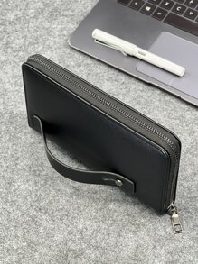 時尚簡約黑色長款錢包,適用於日常通勤和外出,配有多個卡插槽,大容量且便攜,是禮物首選 - 黑色 - 查看 5