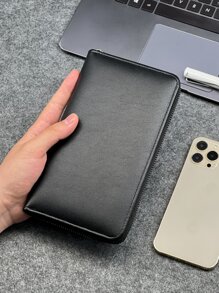 時尚簡約黑色長款錢包,適用於日常通勤和外出,配有多個卡插槽,大容量且便攜,是禮物首選 - 黑色 - 查看 3