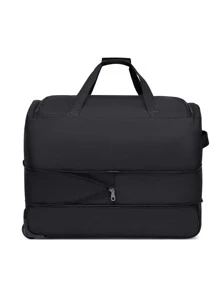 Minimalist Rolling Travel Bag Large Capacity Zipper Black - Black - View 6