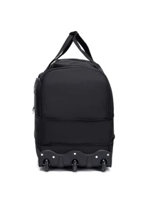 Minimalist Rolling Travel Bag Large Capacity Zipper Black - Black - View 7