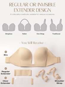 Deyllo 性感深V聚拢文胸 - 杏色 - 查看 7