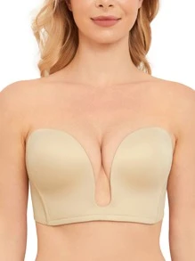 Deyllo 性感深V聚拢文胸 - 杏色 - 查看 3