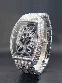 Miss fox Fashionable Hip Hop Style Waterproof Men's Quartz Watch, Suitable For Daily Wear Father - Black - View 1