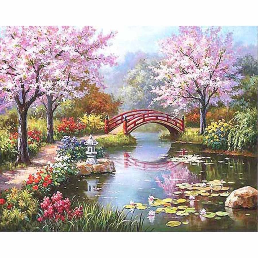 1個 デジタル 油絵 セット の 公園 シーン , DIY ペインティング